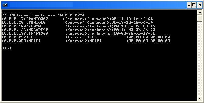 Ipanto NBTScan Screenshot